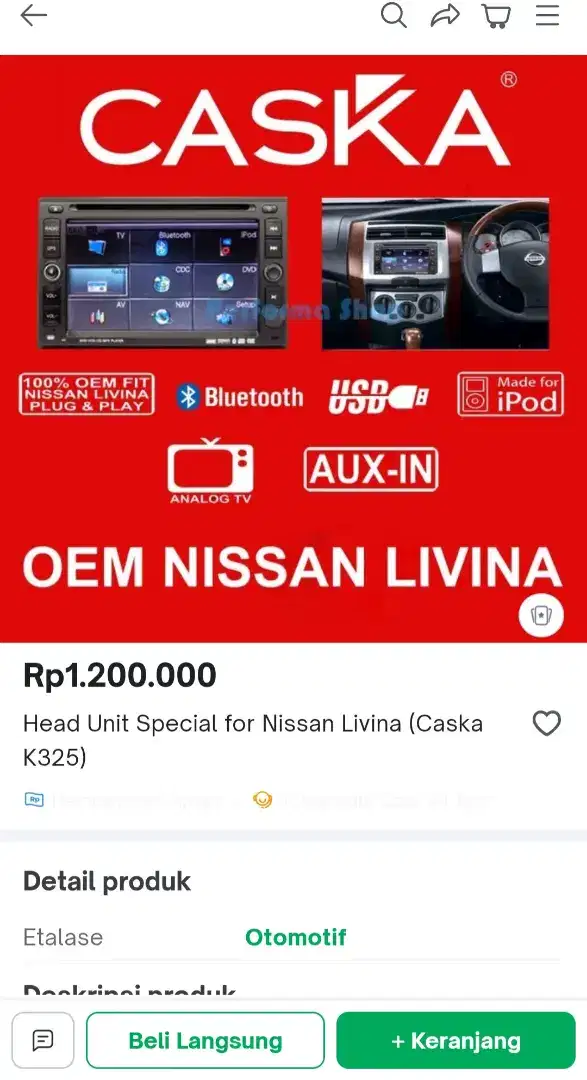 Head Unit Caska Nissan Livina