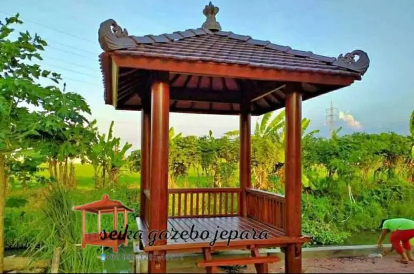 GAZEBO KAYU GLUGU MINIMALIS