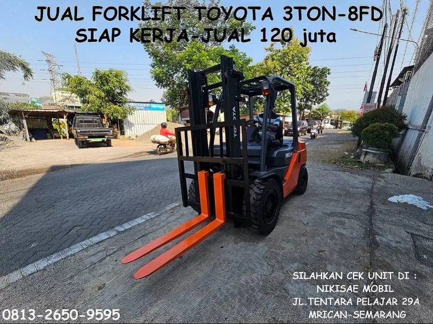 Jual Forklift Toyota 3 Ton-8FD terawatt,bekas dipakai sendiri