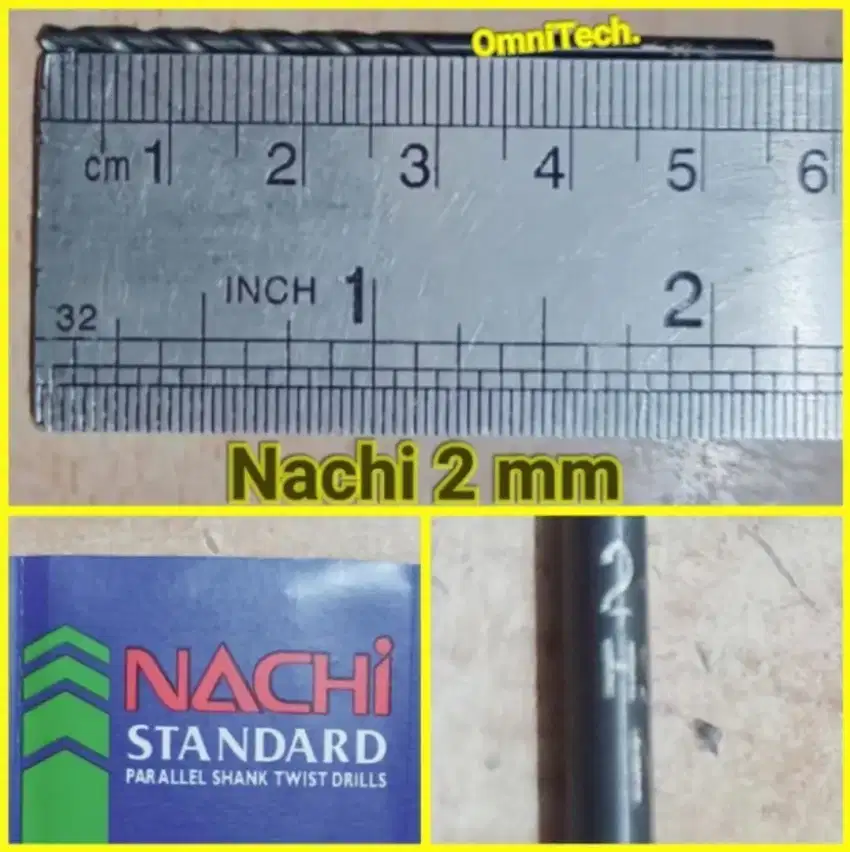 Mata Bor Besi HSS High Speed Drill Bits Besi Nachi 2 2,5 3 mm Hitam