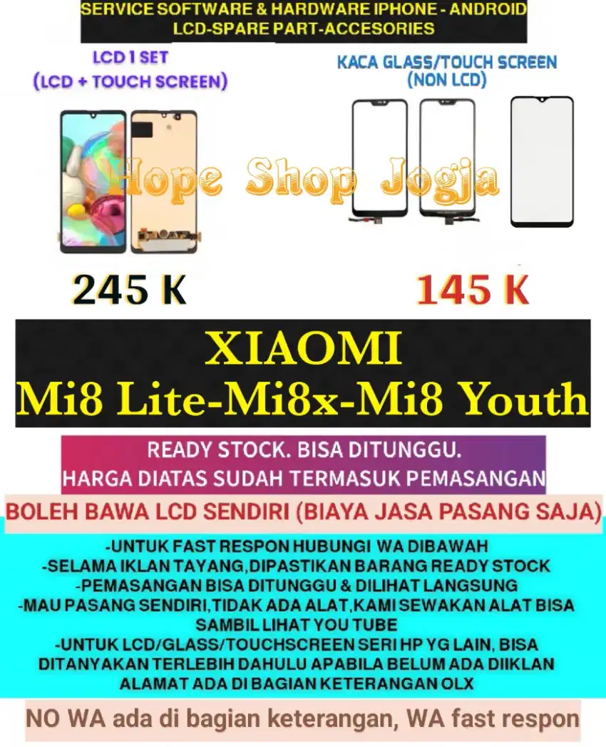 Service HP-Touchscreen/Baterai-LCD XIAOMI Mi8 Lite-Mi8X-Mi8 Youth