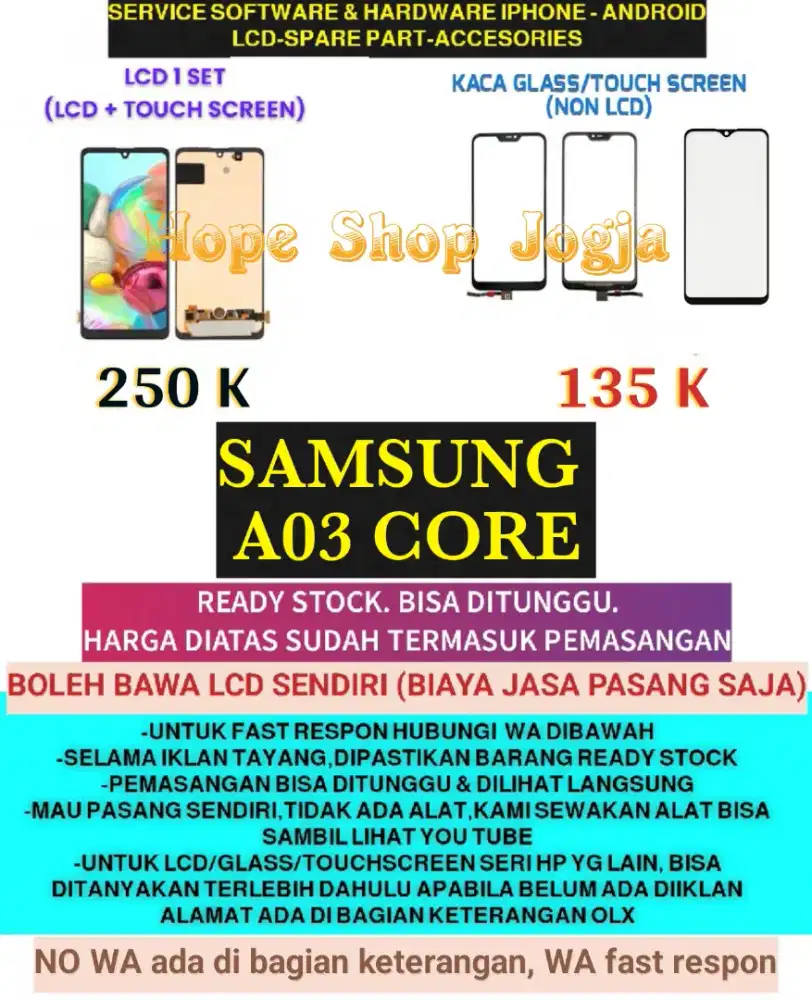 Service HP-Ganti Touchscreen-Baterai-LCD Samsung A03 Core