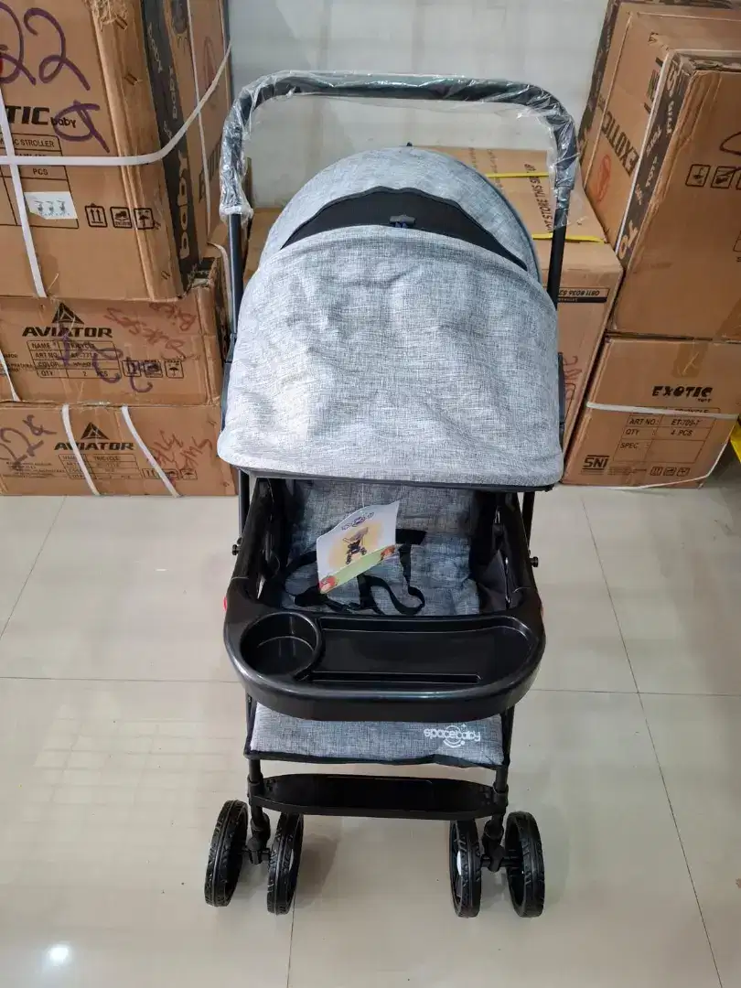 BABY STROLLER SPACEBABY SB-214 ( WARNA ABU-ABU / GREY )