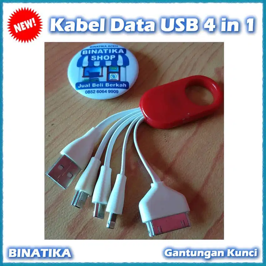 Kabel Data USB Konektor Charger 4 in 1 + Gantungan