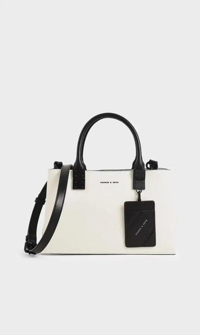 Charles & Keith Tas Structured Double Top Handle - White