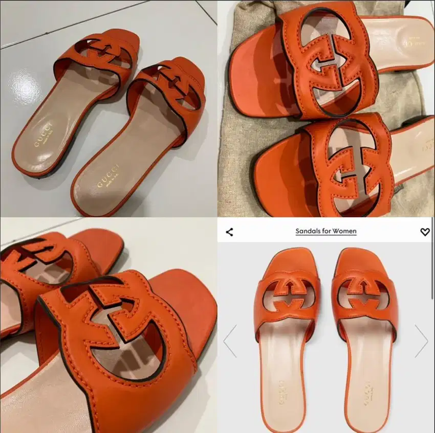 ‼️DIJUAL CEPAT‼️GUCCI-Women’s Interlocking G Cut-Out Slide Sandals