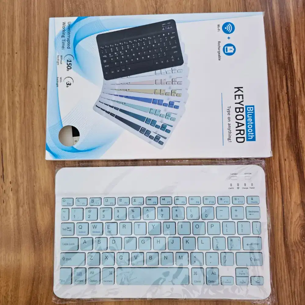 Keyboard bluetooth Hp tablet warna biru muda
