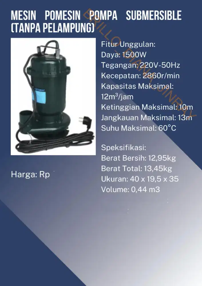 SEDIA POMPA CELUP/SUBMERSIBLE