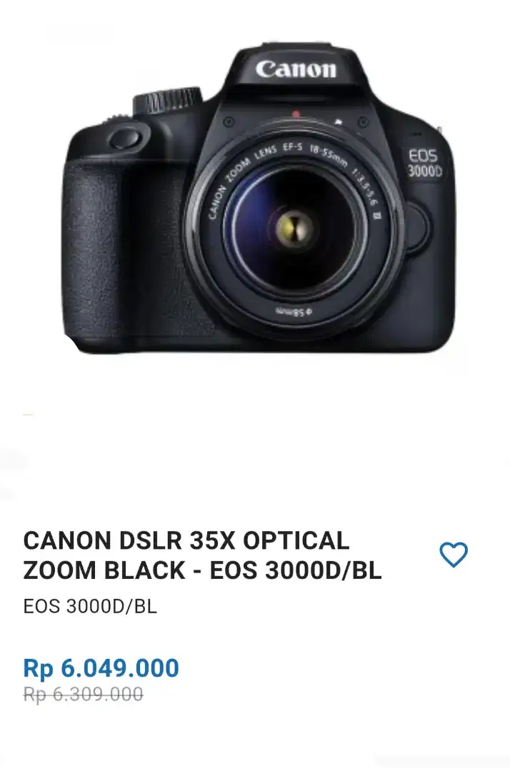 Dijual Murah Camera Canon DSLR EOS 3000D/BL