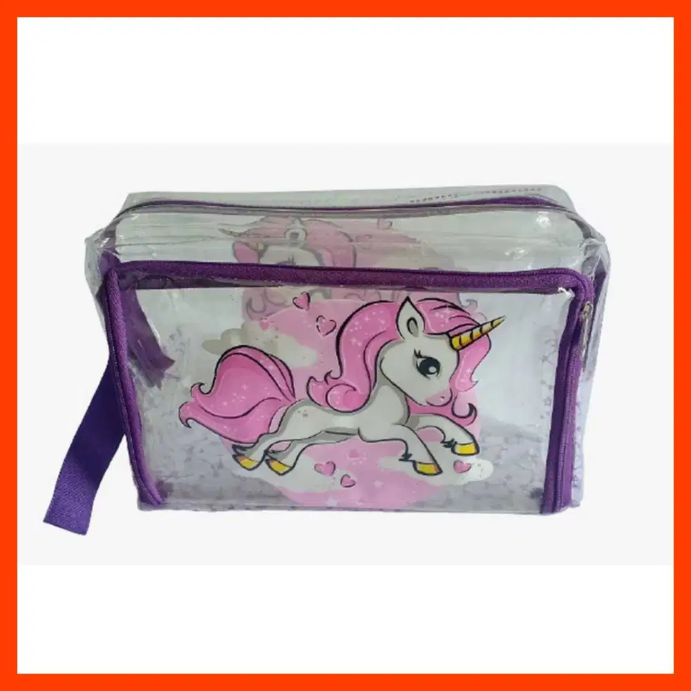 Tas Make Up Wanita Dompet Kosmetik Plastik Bening PVC