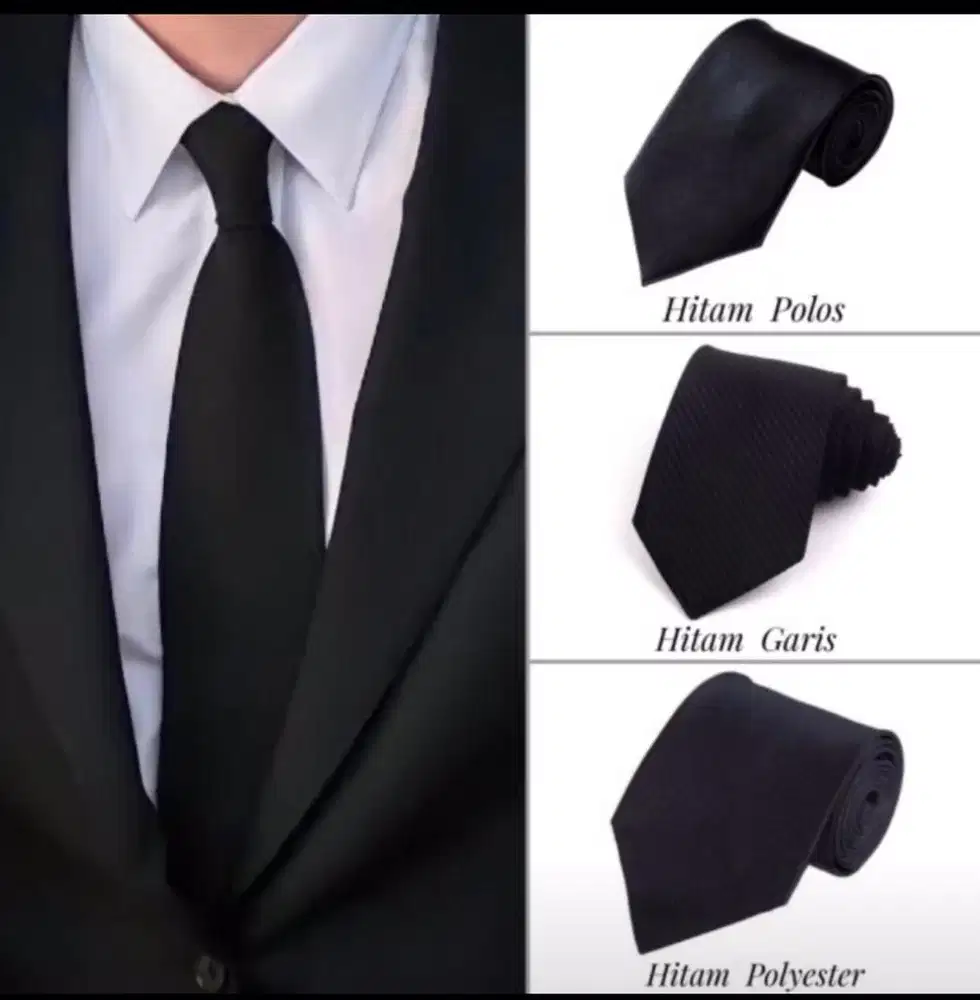 Dasi hitam dan merah panjang kantor, kode O