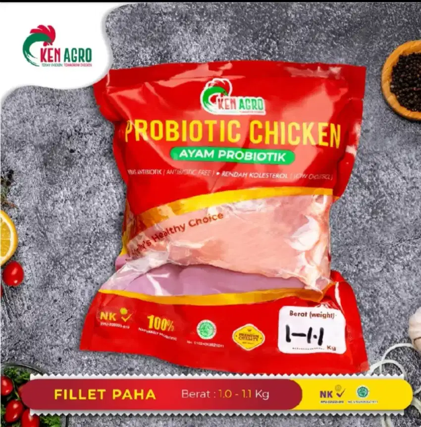 Ayam Probiotik Ken Agro Boneless Fillet Paha 1.0 - 1.1 kg Frozen