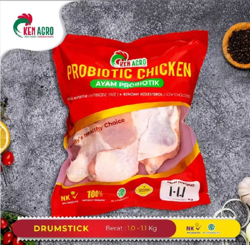 Ken Agro Ayam Probiotik Drumstick Paha Bawah 1.0 - 1.1 kg Frozen