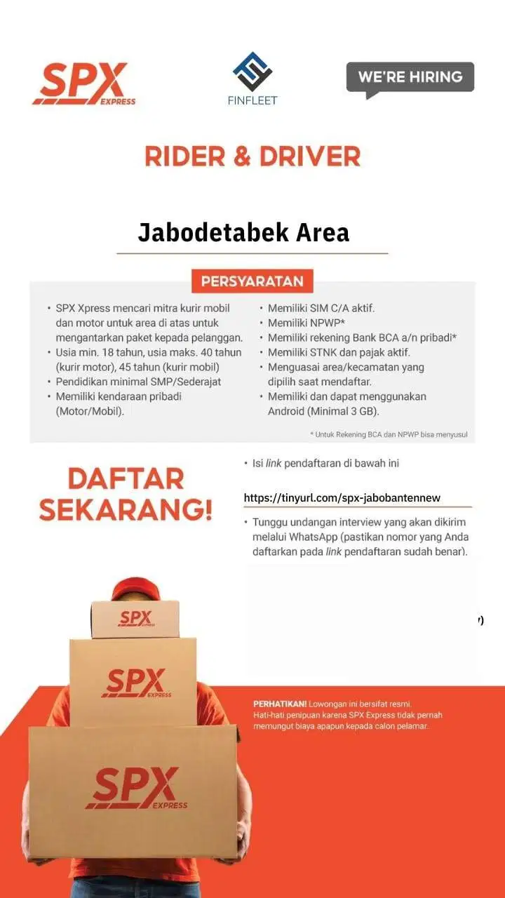 URGENT KURIR MITRA SHOPEE EXPRESS JAKARTA BARAT