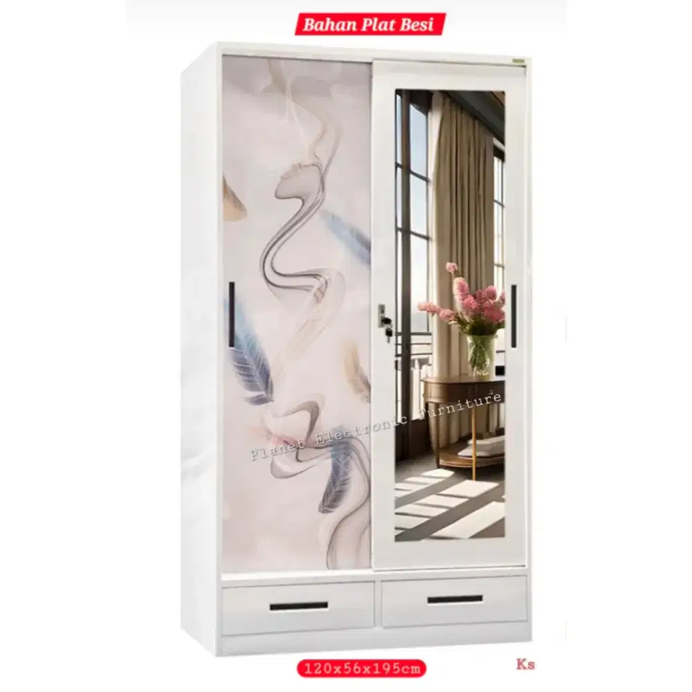 Lemari Besi Lemari Pakaian Sliding khusus gantungan Lemari Baju