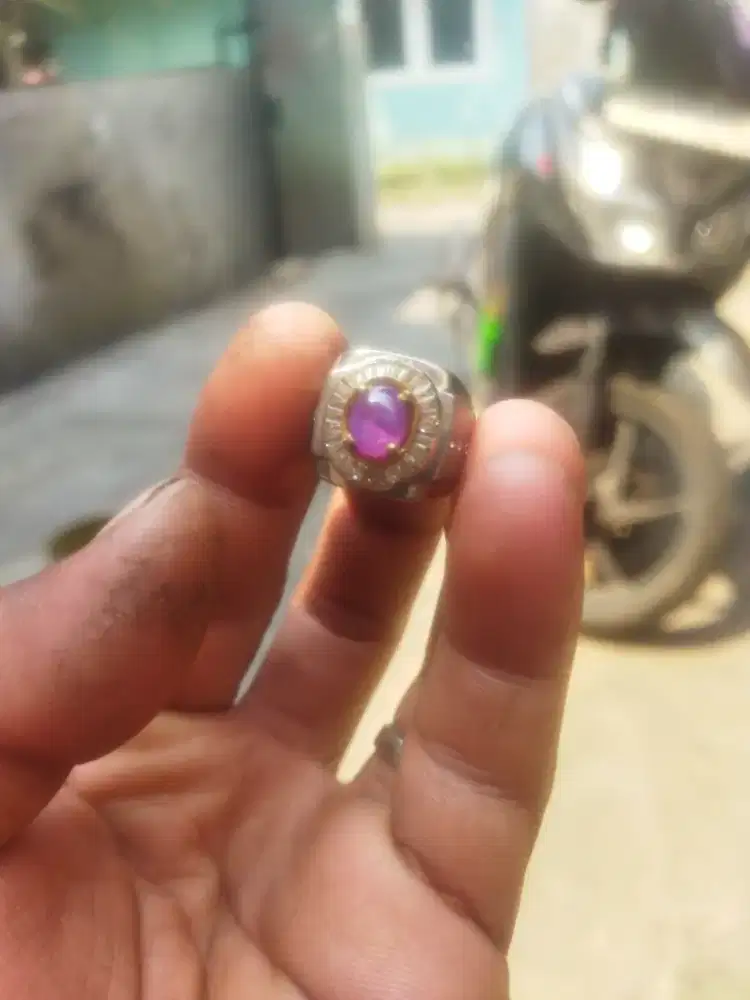 Cincin batu permata pink purple sapphire