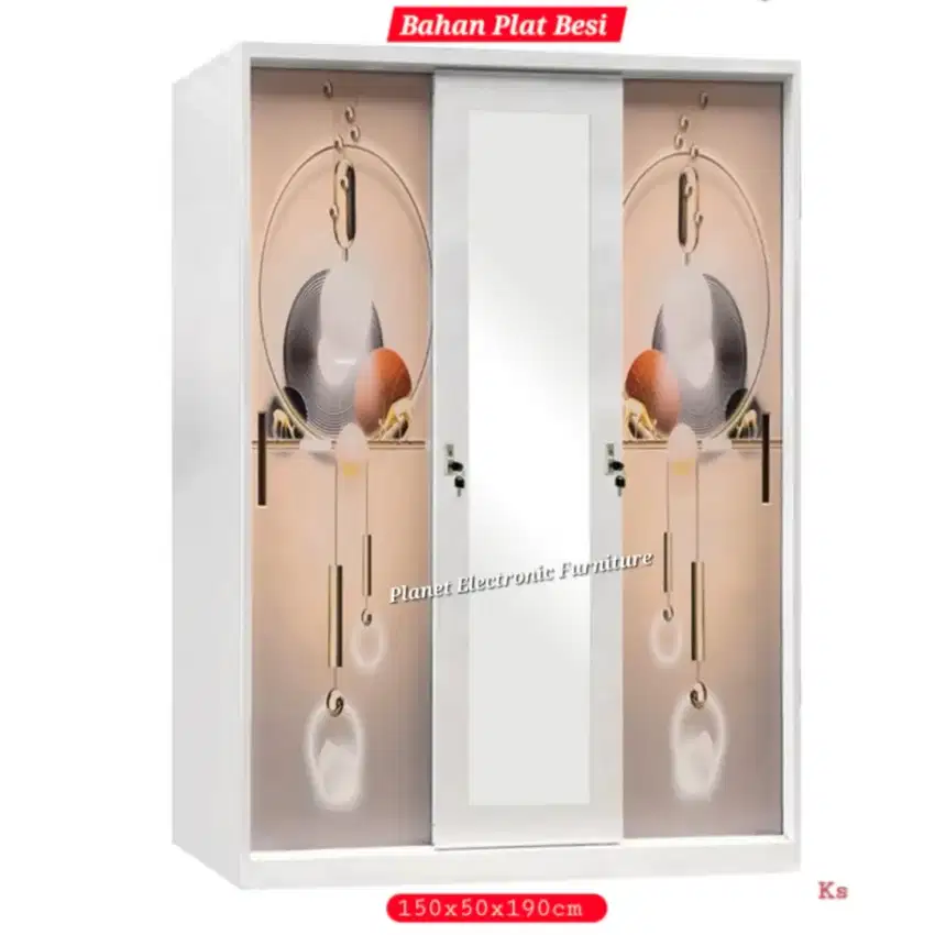 Lemari Besi 150cm Lemari Pakaian Plat besi sliding Lemari anti rayap