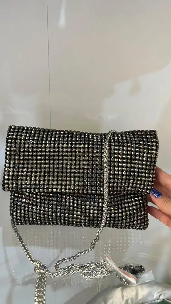 Clutch pesta (black silver) baru pake sekali