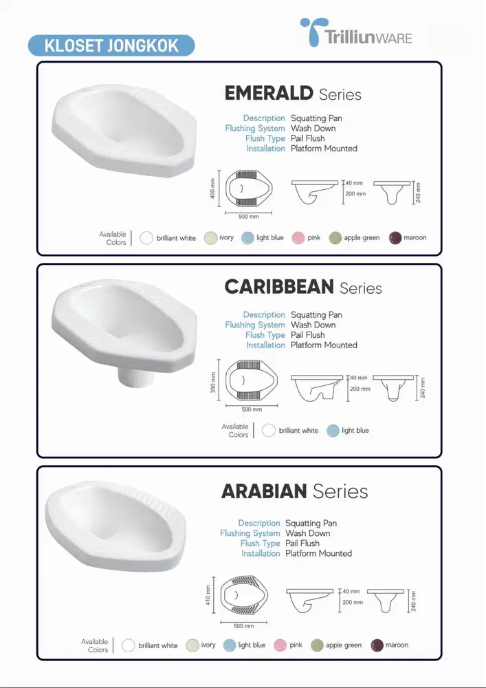 Sedia Kloset Duduk dan Kloset Jongkok
