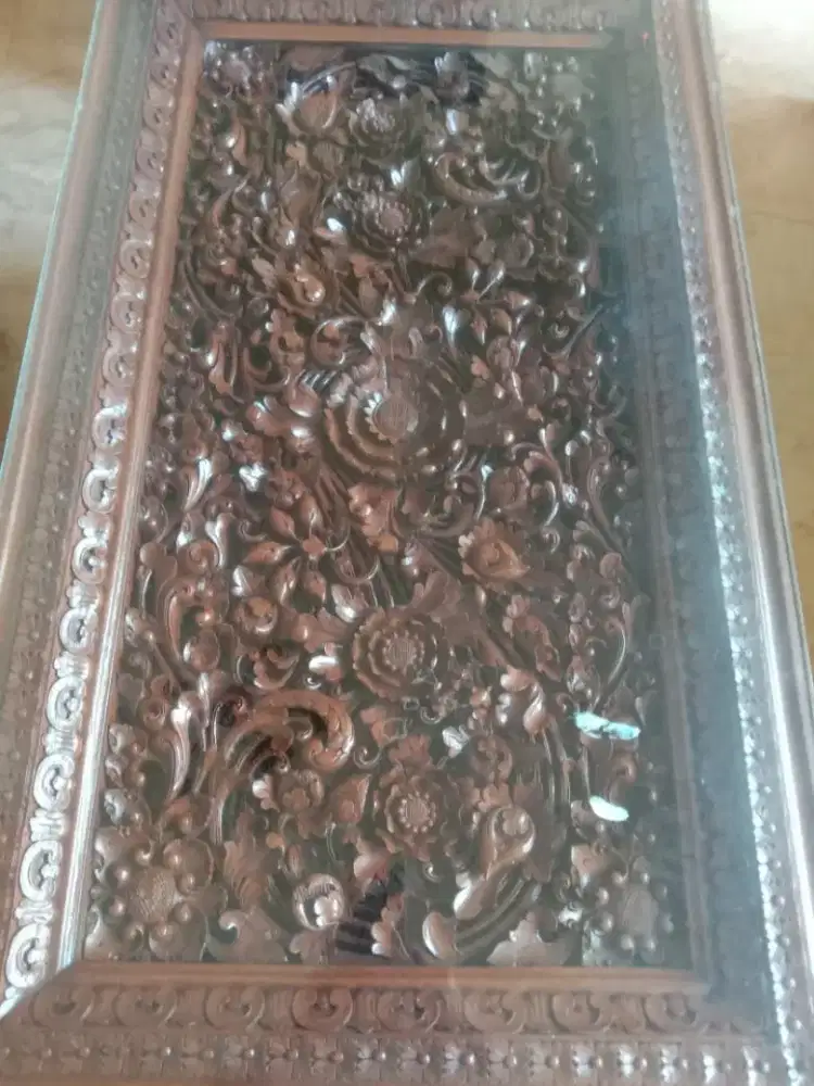 SOFA UKIR & MEJA UKIR BALI ASLI KAYU JATI SATU SET