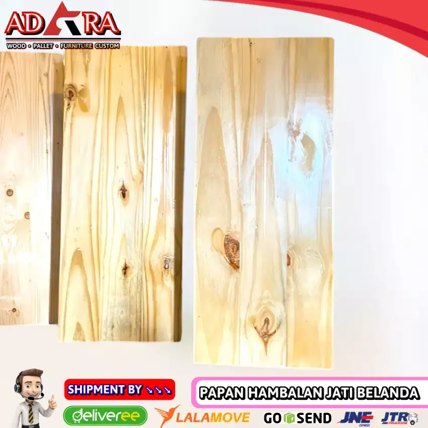 Papan ambalan kayu jati belanda 100x30x1,5cm vernis clear