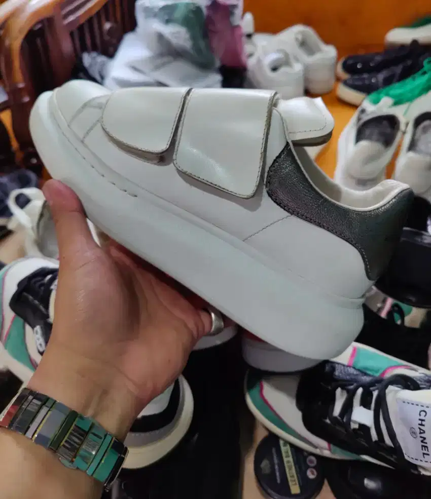 Alexander McQueen white leather Velcro legit