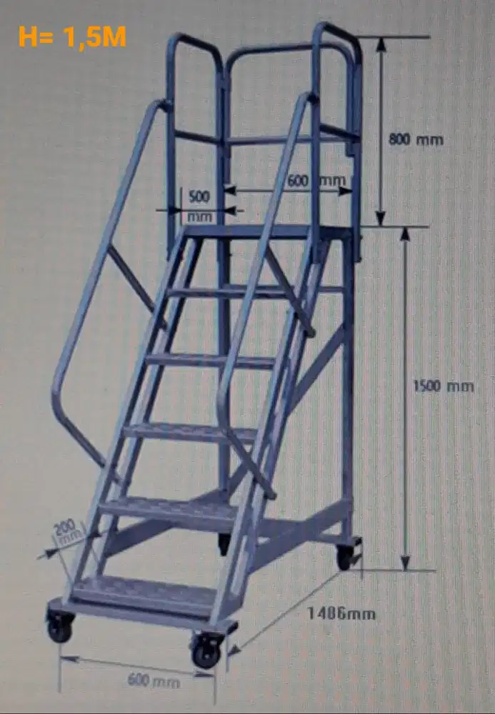 Tangga Dorong Platform Stair Tangga Bandara Tangga Gudang 1,5 Meter