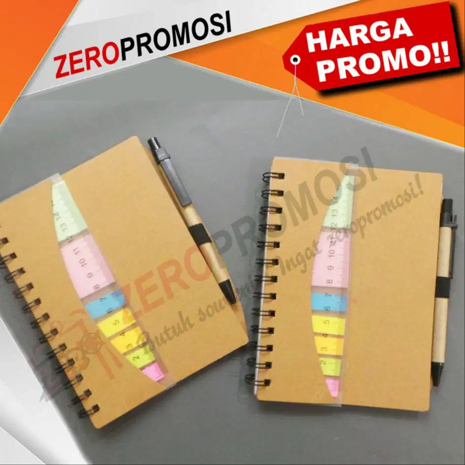 Souvenir Catatan Praktis dengan Penggaris dan Sticky Note