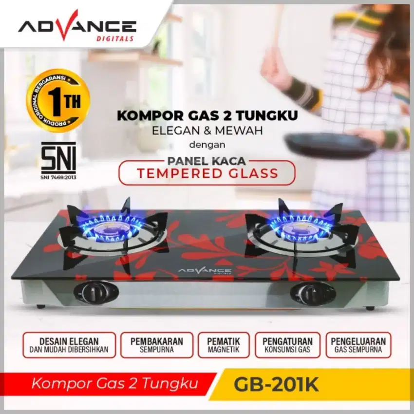 KOMPOR GAS KACA 2 TUNGKU ADVANCE