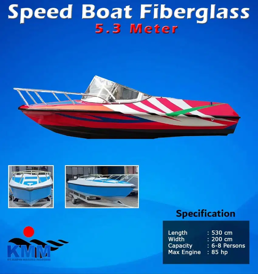 Perahu Speedboat Kapal Patroli dan Wisata Penarik Banana Boat 5.3mtr