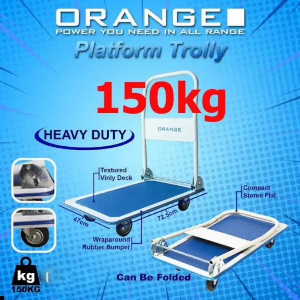 Hand Truck Roda Dorongan Troli Trolley Lipat Barang 150 &amp; 300 Kg bayi