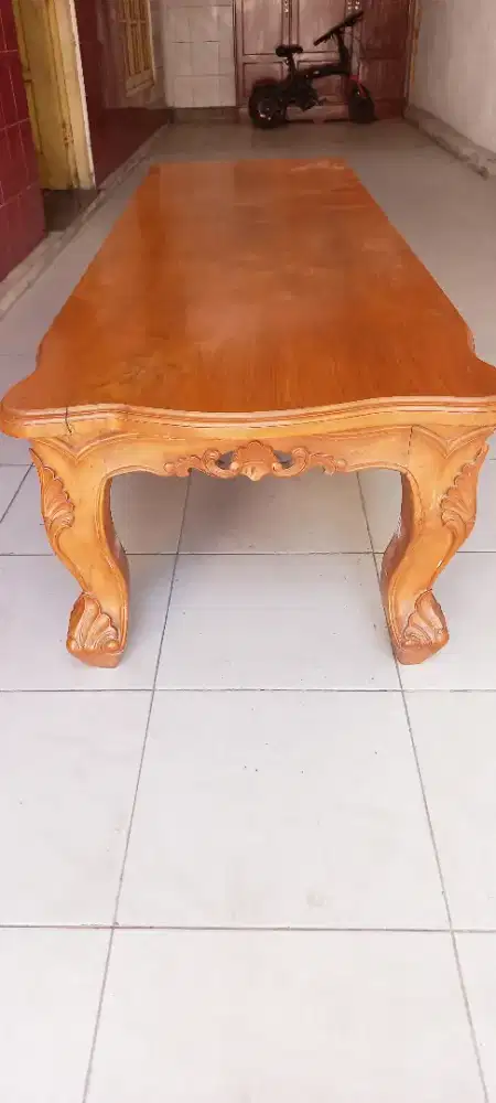 Meja tamu mewah kayu jati utuh