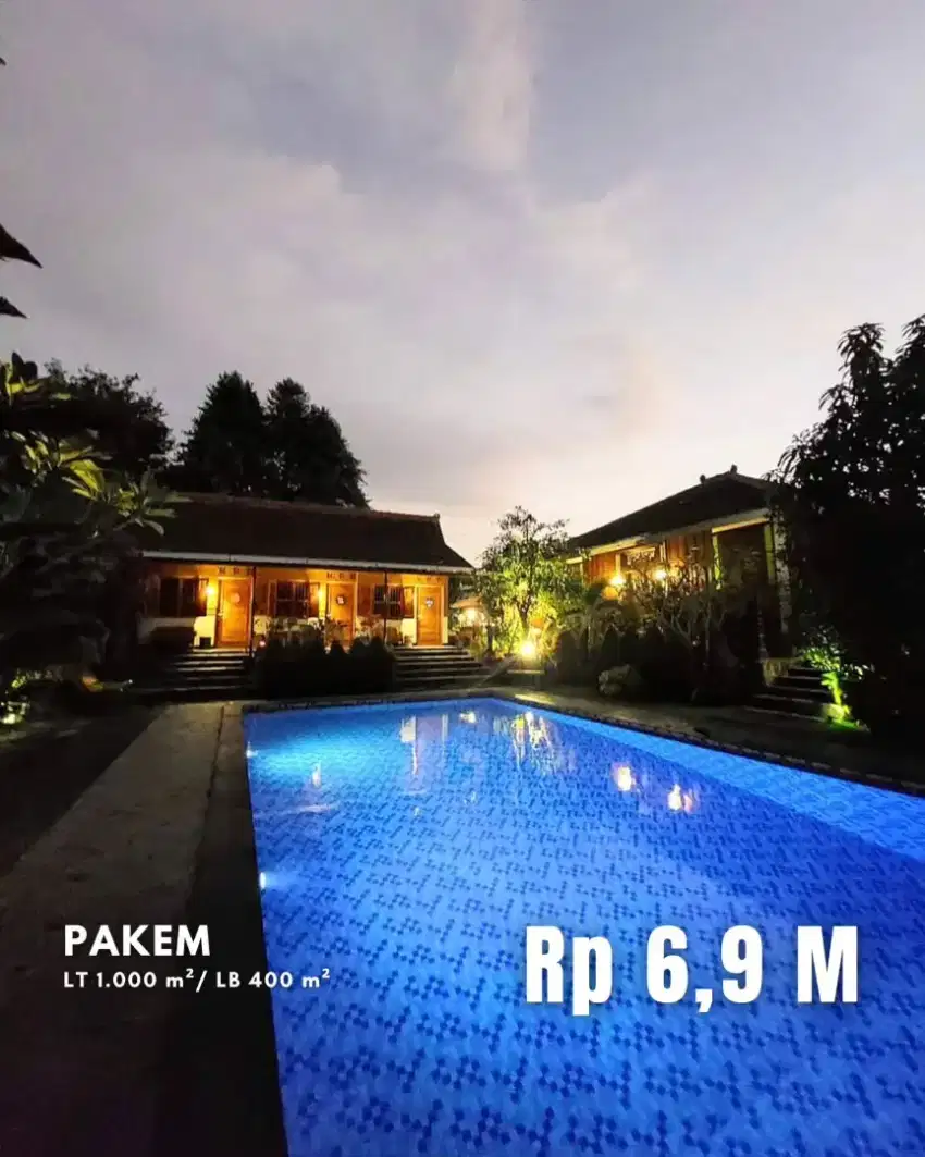 Dijual Villa dengan Kolam Renang dekat Kopi Klotok Jalan Kaliurang