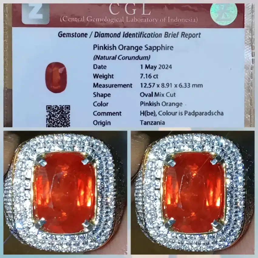 Natural Pinkish Orange Sapphire Tanzania 7 Crat