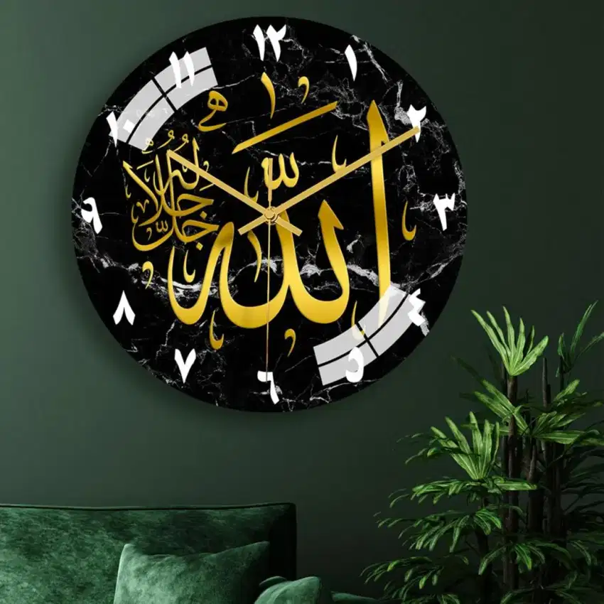 Jam Dinding Arab Kaligrafi Acrylic Silent Movement Clock 30cm