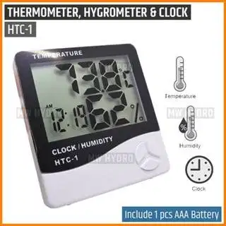 HTC-1 Hygrometer Termometer Ruangan Digital Jam Thermometer Indoor