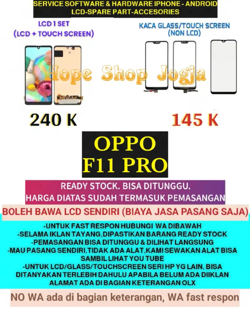 Service HP/Touchscreen-Baterai-LCD Oppo F11 Pro