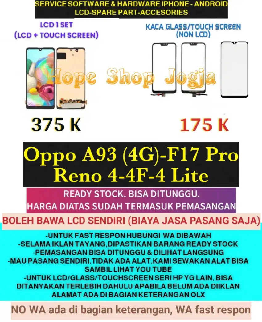 Service HP-Ganti Touchscreen-Baterai-LCD Oppo A93 (4G)-F17 pro