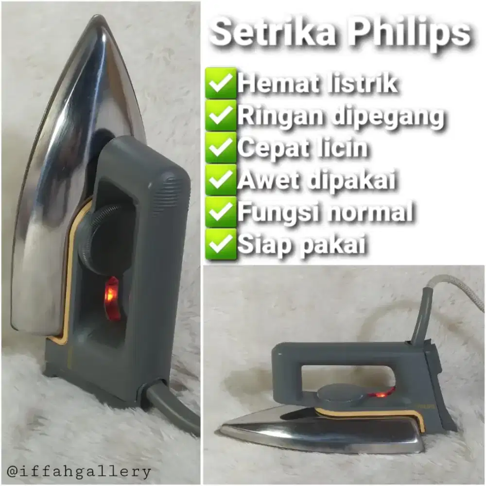 Setrika Philips Clasic Original Kokoh Bawah Mulus Siap Pakai