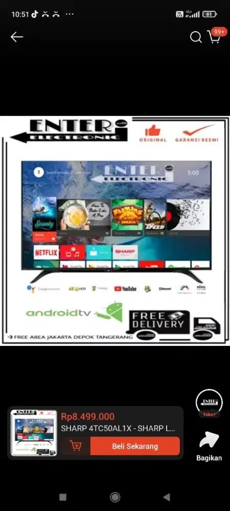 Sharp 50 inch digital & android tv.4k, HDR,bluetooth
