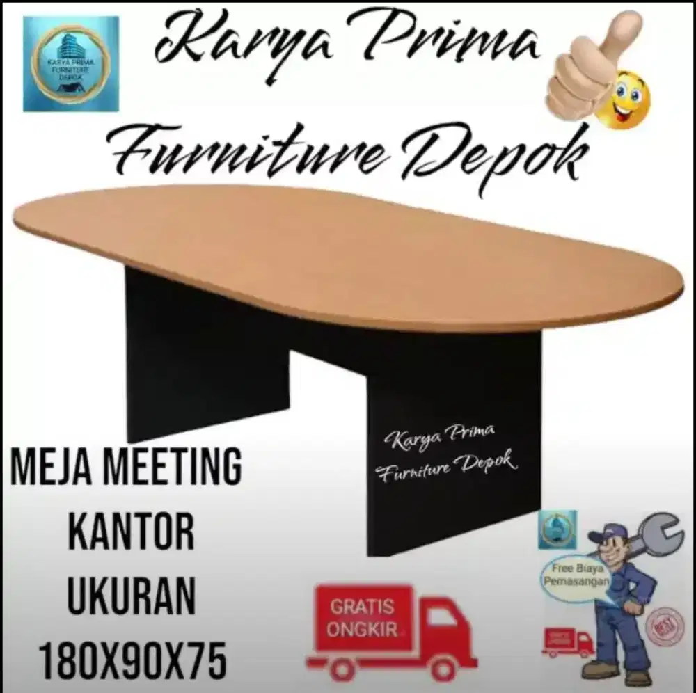 Meja Meeting Rapat Oval 240x120x75 kuat awet spesial 2Juta free ongkir