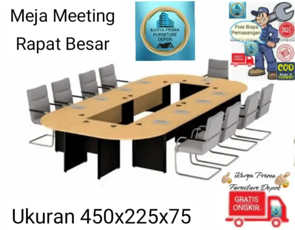 Meja Meeting Rapat Besar 450x225x75 cocok utk ruang kerja 7.650.000