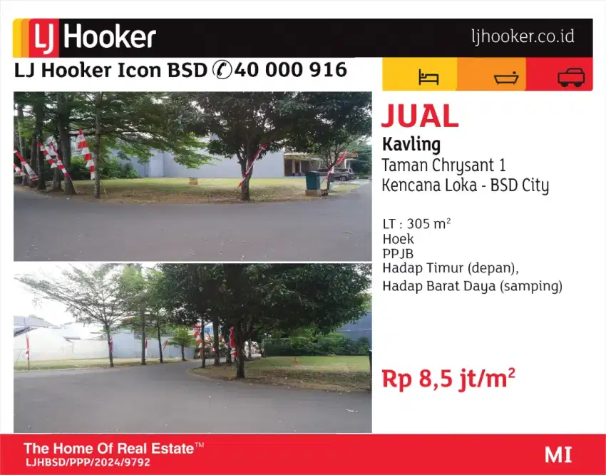jual kavling hoek taman chysant 1 kencana loka
