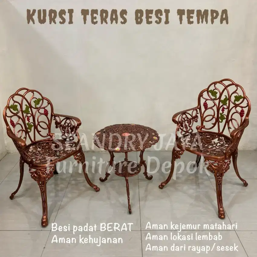 SEANDRY JAYA Furniture Depok/Kursi Taman Besi Cor/Tempa/Kuat/Berat/COD