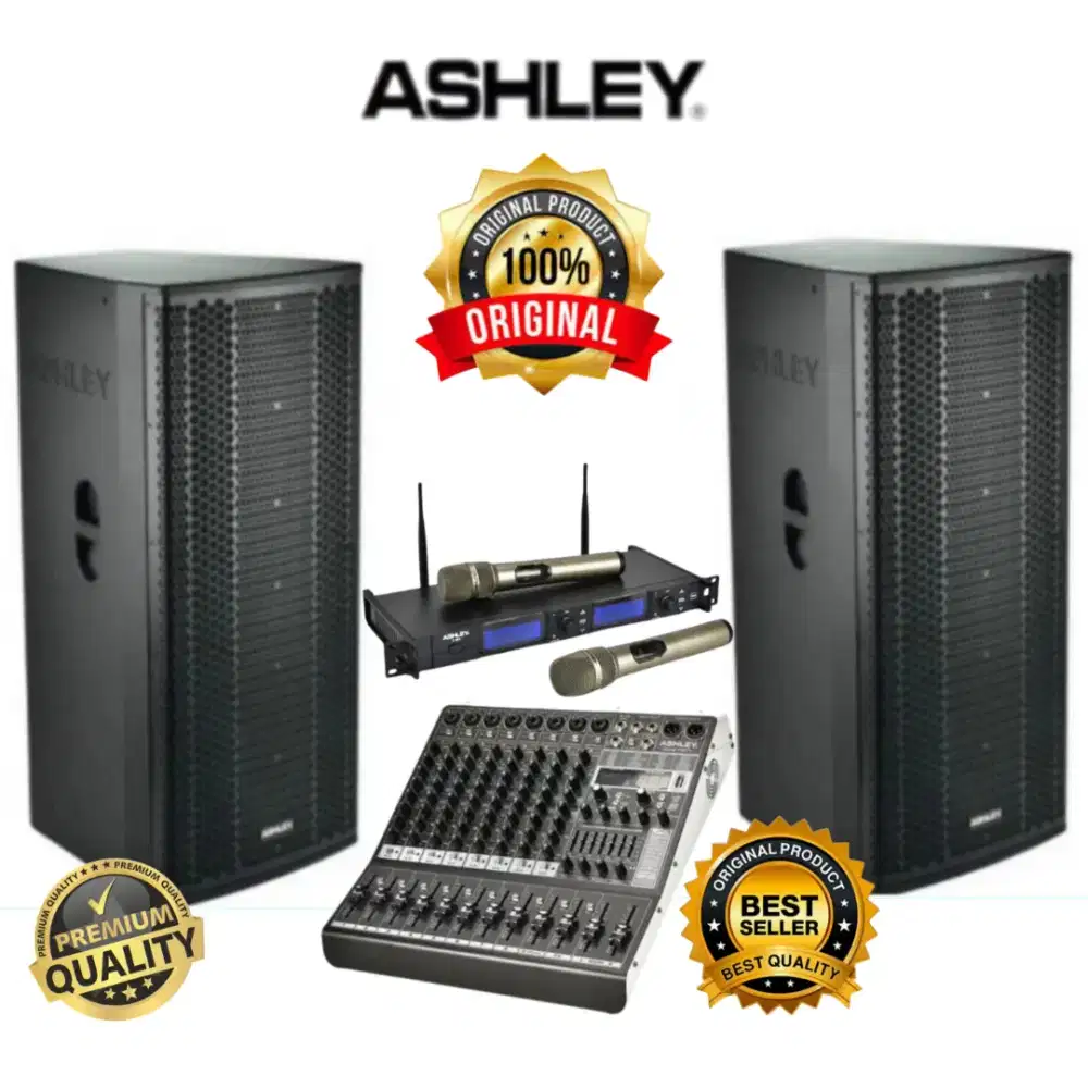 Speaker Aktif ASHLEY 15 Inch + Mixer Bluetooth ASHLEY 8 Channel