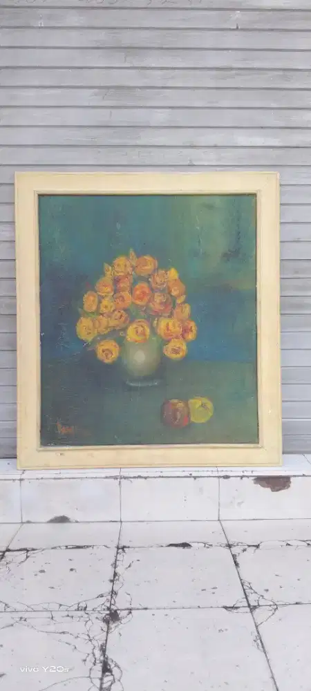 Lukisan kanvas bunga lawas