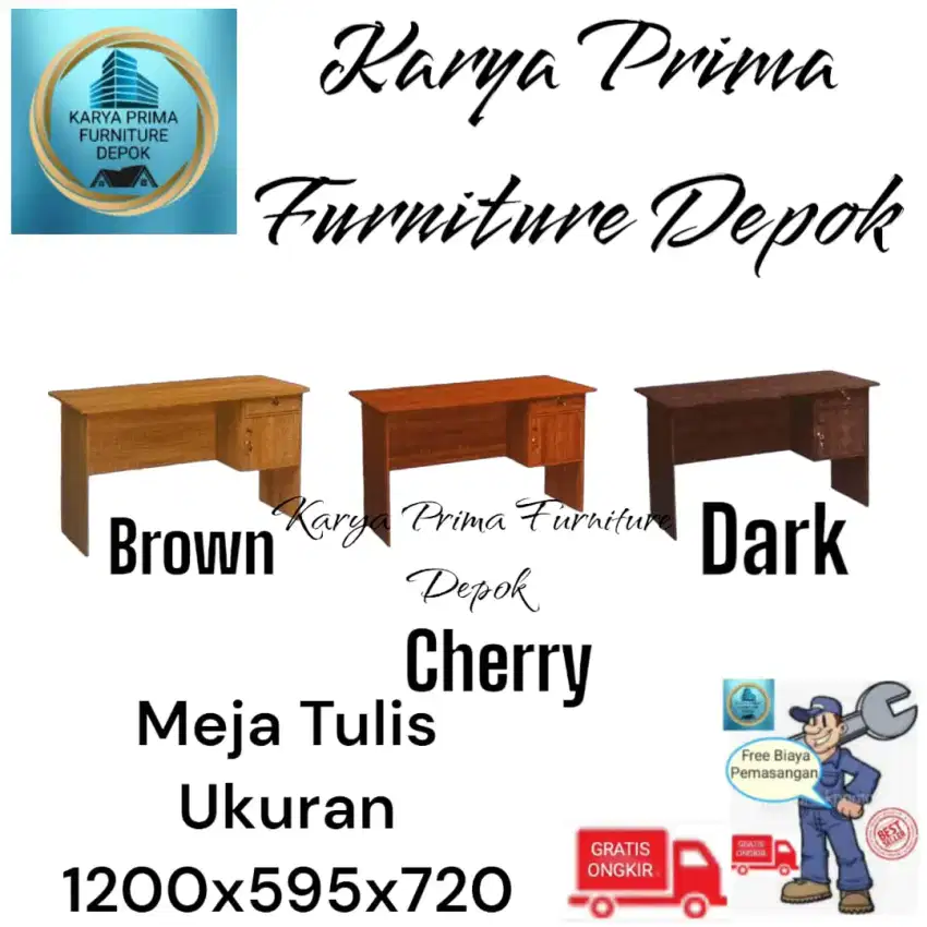 Meja Tulis Kerja 1/2 Biro ada Rak Laci Kunci 470rb free ongkir pasang