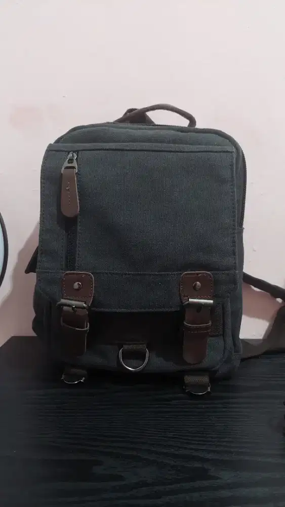 Tas kanvas Legum's tas slingbag / ransel mini 2 in 1 unisex