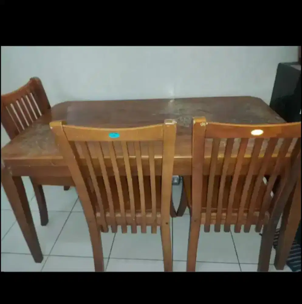 Jual set meja makan kayu