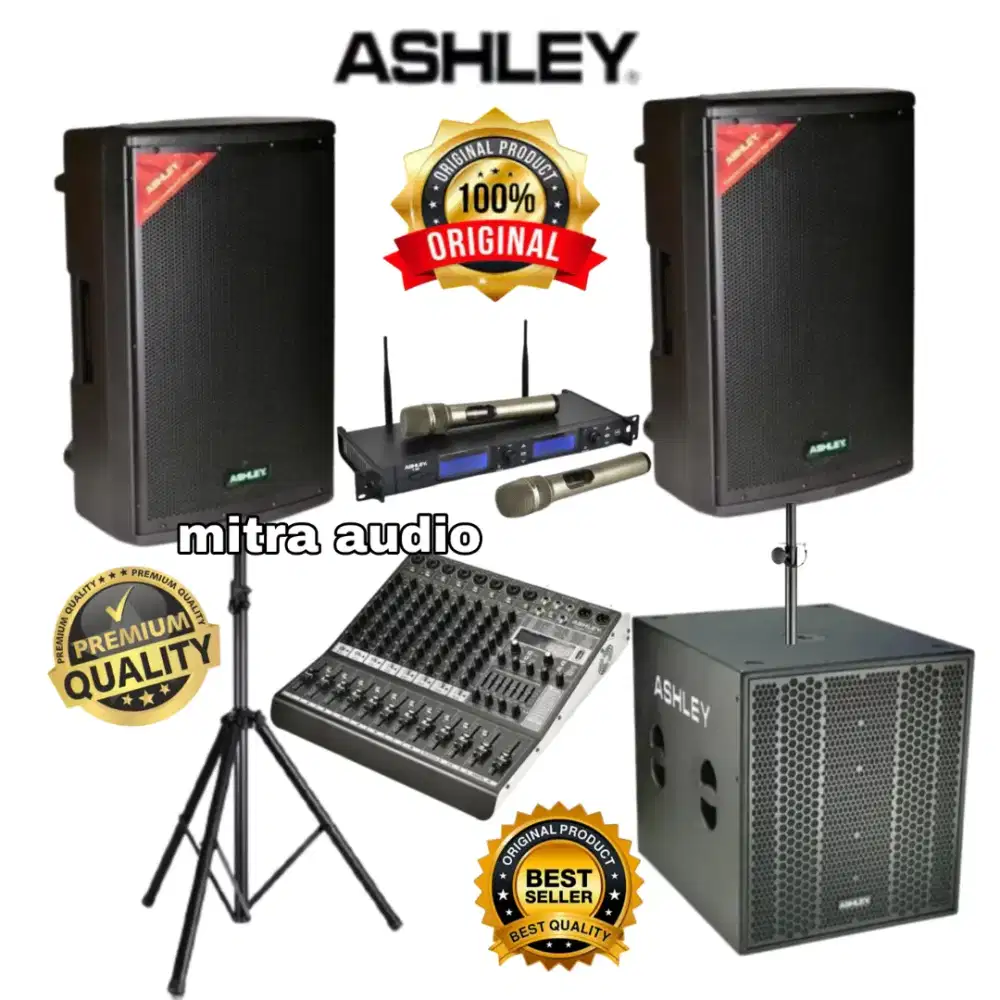 Paket sound system speaker aktif Ashley 15 inch+mixer bluerooth Ashley